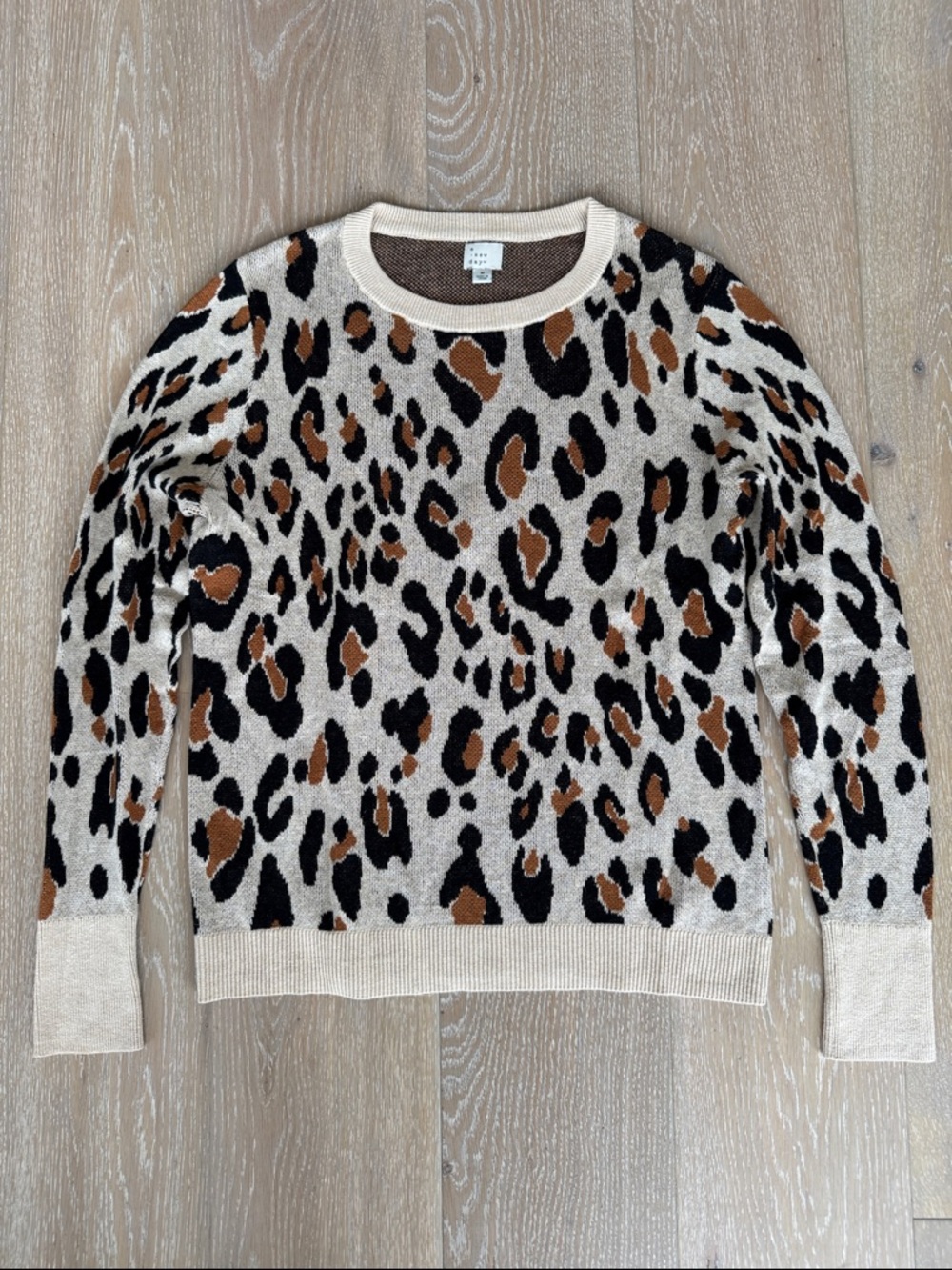 A New Day Leopard Print Crewneck Sweater. Size Medium.